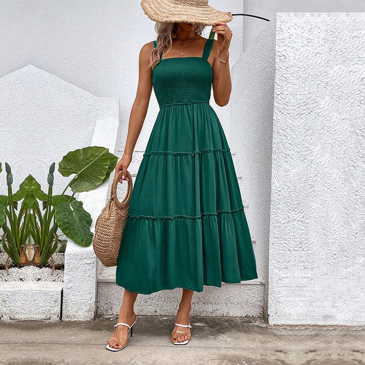 FIORELLE™ – Vintage Frill Hem Shirred Backless Sundress - Beaumonts Closet Toronto
