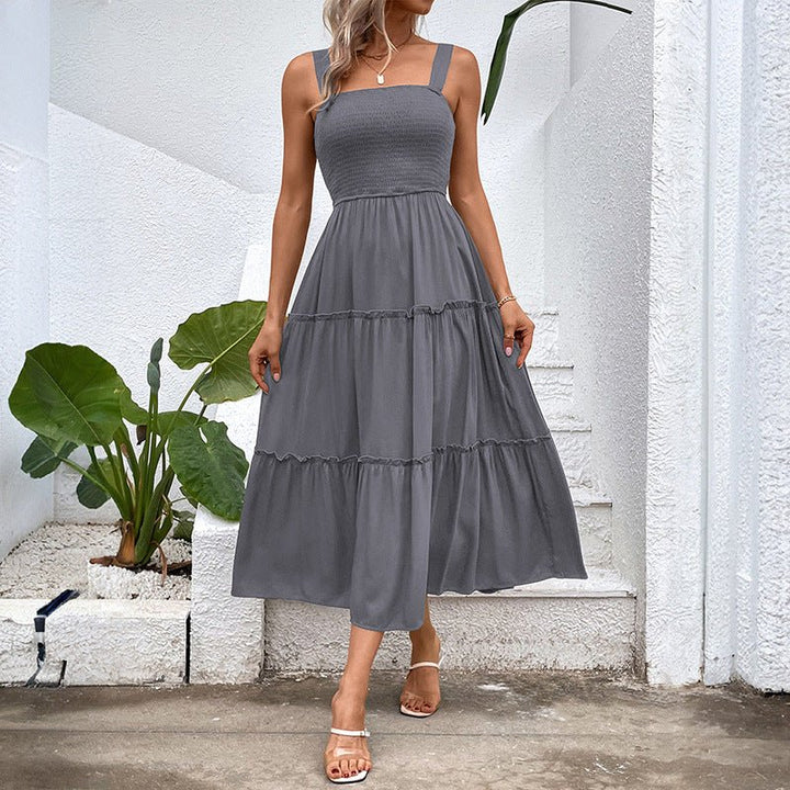 FIORELLE™ – Vintage Frill Hem Shirred Backless Sundress - Beaumonts Closet Toronto