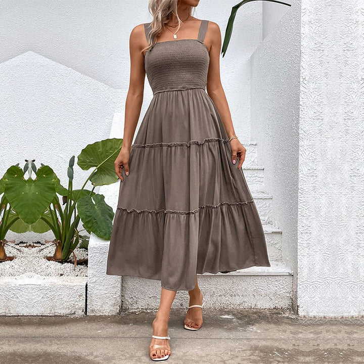 FIORELLE™ – Vintage Frill Hem Shirred Backless Sundress - Beaumonts Closet Toronto