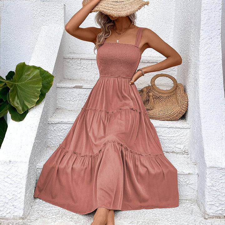 FIORELLE™ – Vintage Frill Hem Shirred Backless Sundress - Beaumonts Closet Toronto
