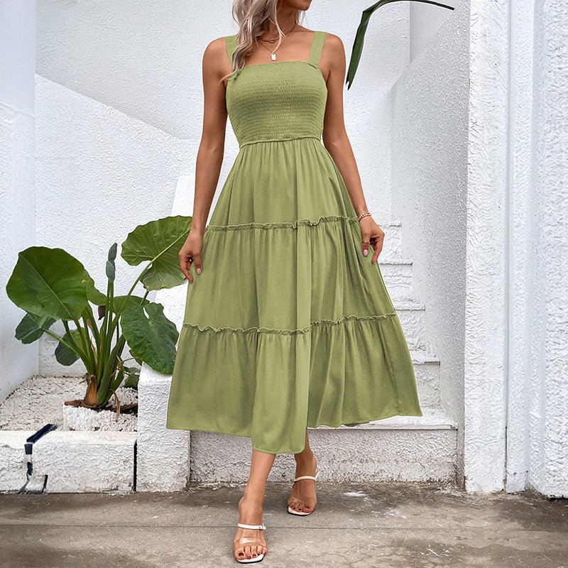 FIORELLE™ – Vintage Frill Hem Shirred Backless Sundress - Beaumonts Closet Toronto