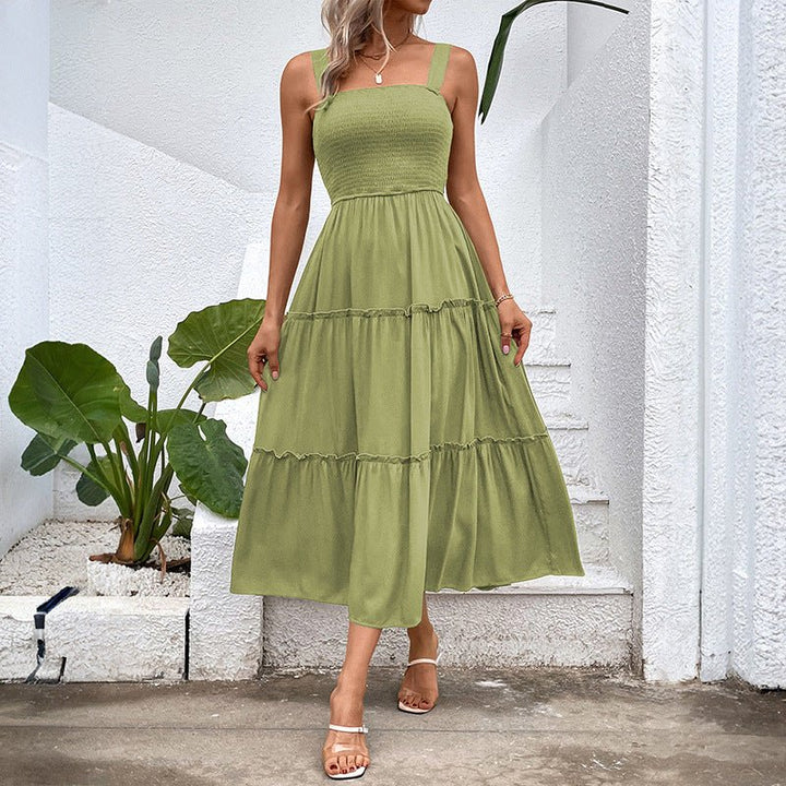 FIORELLE™ – Vintage Frill Hem Shirred Backless Sundress - Beaumonts Closet Toronto