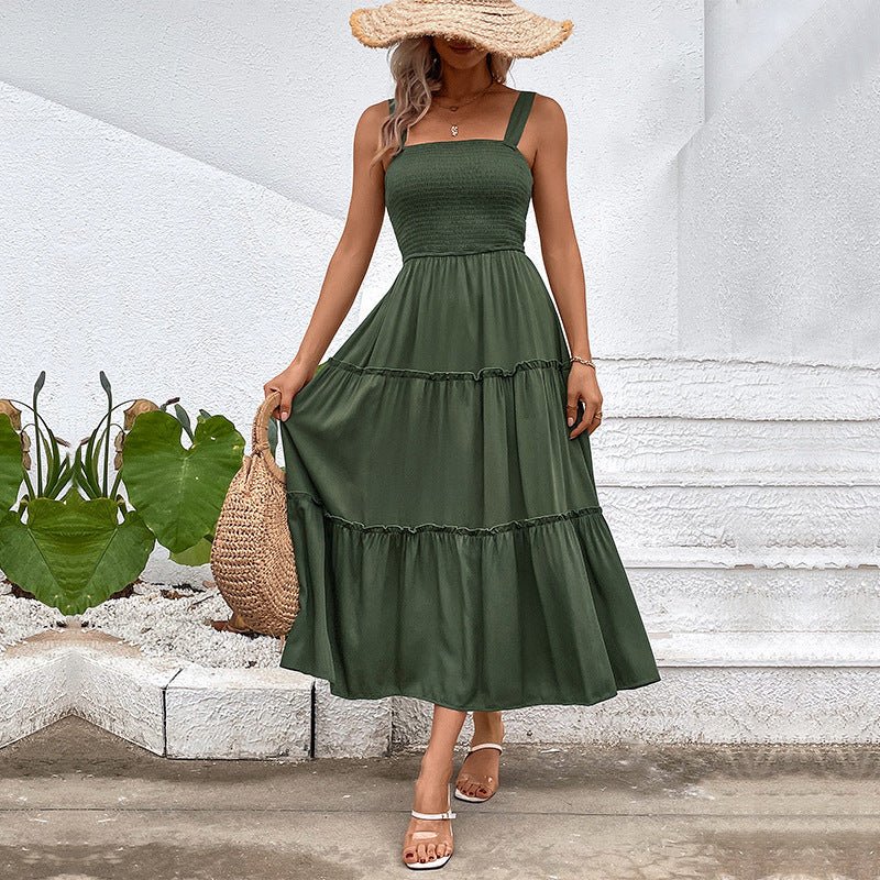 FIORELLE™ – Vintage Frill Hem Shirred Backless Sundress - Beaumonts Closet Toronto