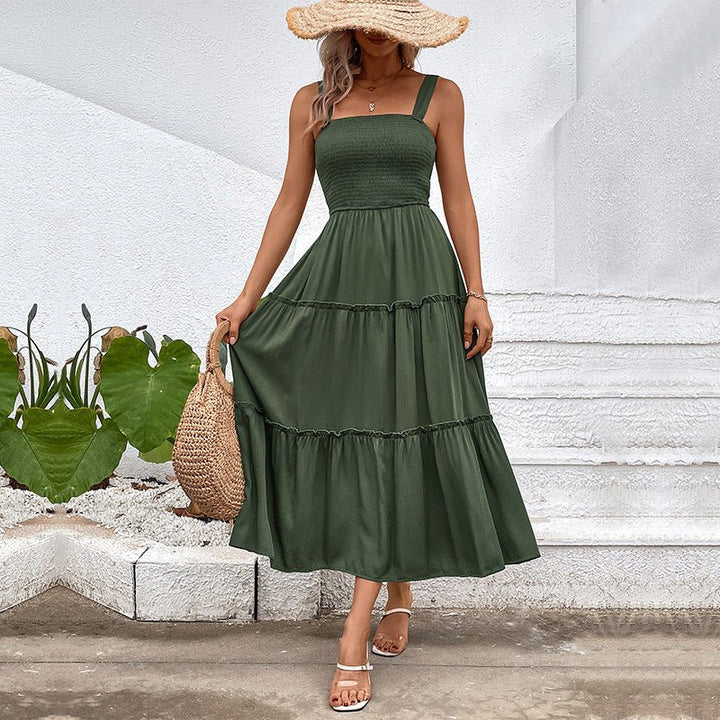 FIORELLE™ – Vintage Frill Hem Shirred Backless Sundress - Beaumonts Closet Toronto