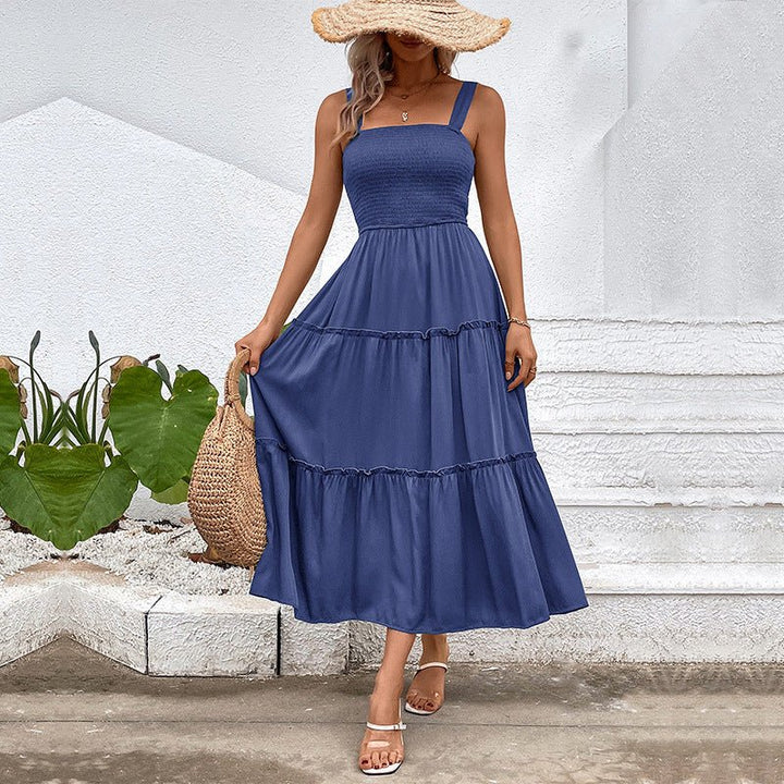 FIORELLE™ – Vintage Frill Hem Shirred Backless Sundress - Beaumonts Closet Toronto