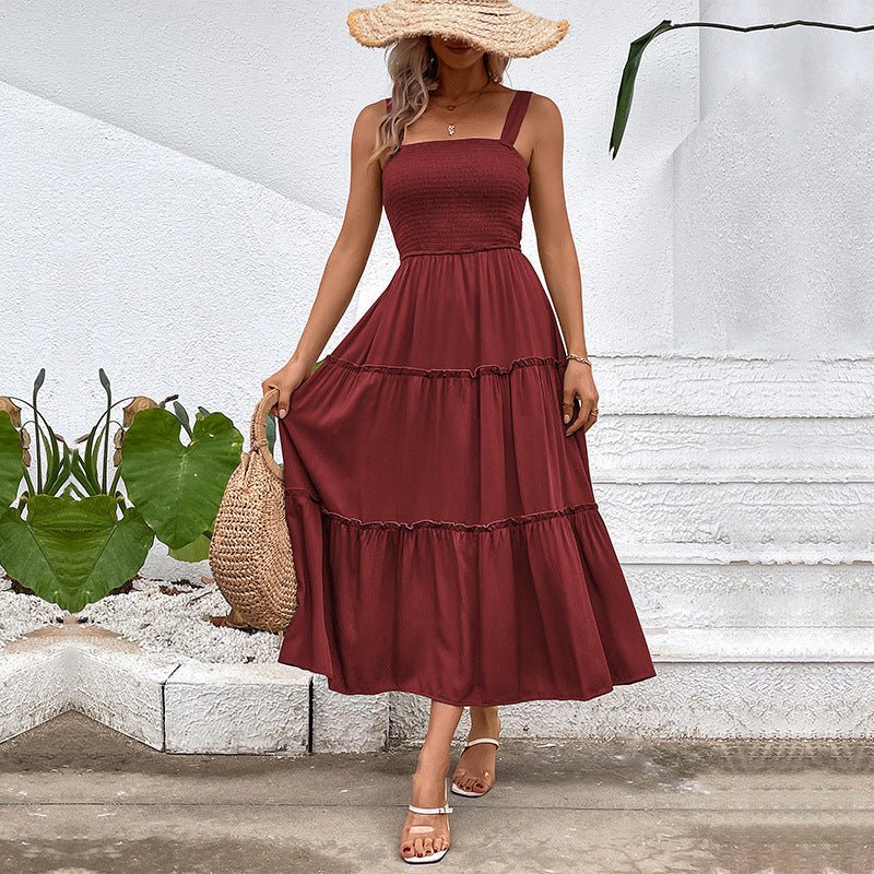 FIORELLE™ – Vintage Frill Hem Shirred Backless Sundress - Beaumonts Closet Toronto