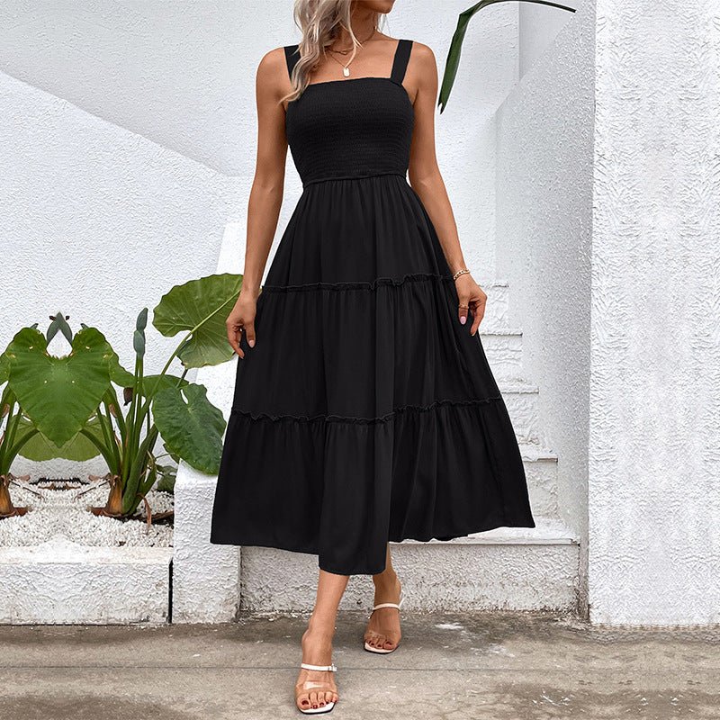 FIORELLE™ – Vintage Frill Hem Shirred Backless Sundress - Beaumonts Closet Toronto