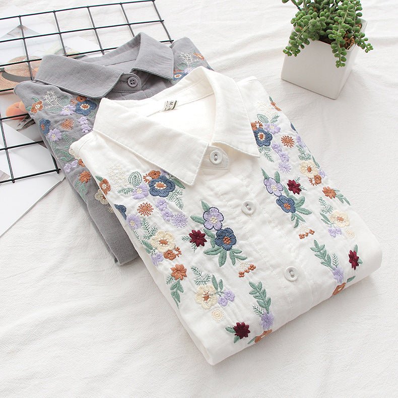 FLAVIE™ – Vintage Charm Embroidered Blouse - Beaumonts Closet Toronto