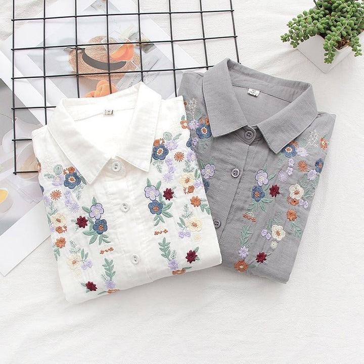 FLAVIE™ – Vintage Charm Embroidered Blouse - Beaumonts Closet Toronto
