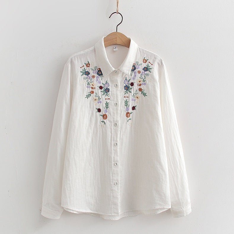 FLAVIE™ – Vintage Charm Embroidered Blouse - Beaumonts Closet Toronto