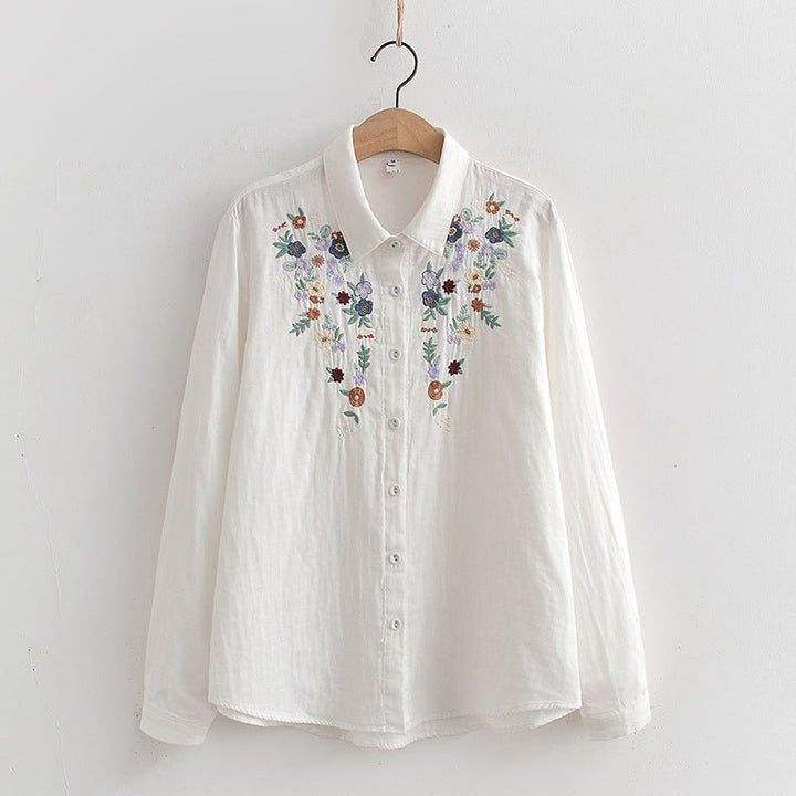 FLAVIE™ – Vintage Charm Embroidered Blouse - Beaumonts Closet Toronto