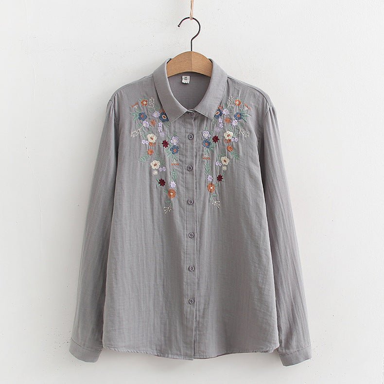 FLAVIE™ – Vintage Charm Embroidered Blouse - Beaumonts Closet Toronto