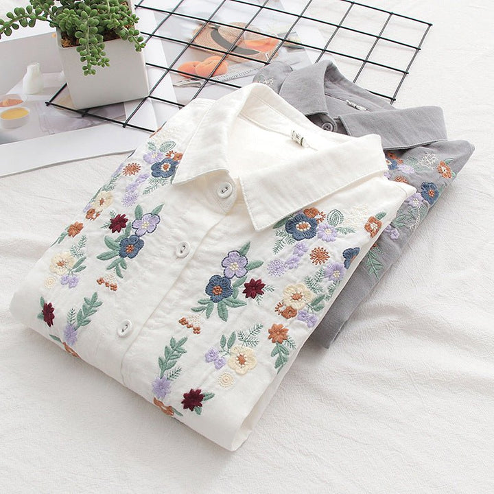 FLAVIE™ – Vintage Charm Embroidered Blouse - Beaumonts Closet Toronto