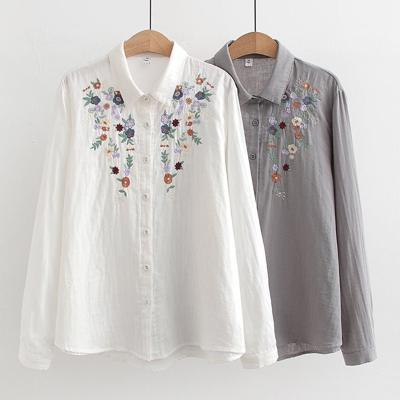 FLAVIE™ – Vintage Charm Embroidered Blouse - Beaumonts Closet Toronto