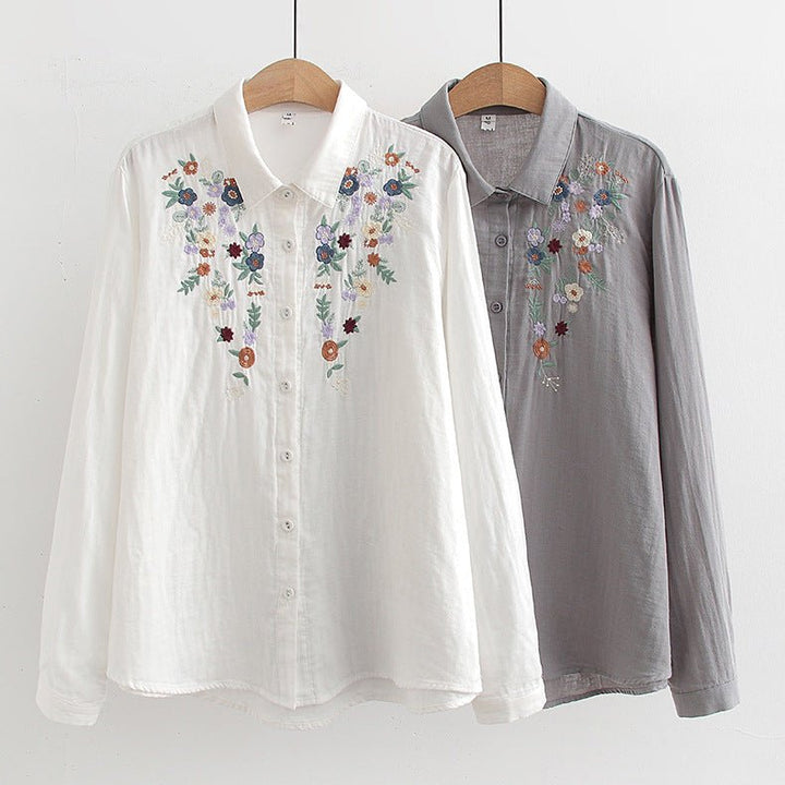 FLAVIE™ – Vintage Charm Embroidered Blouse - Beaumonts Closet Toronto