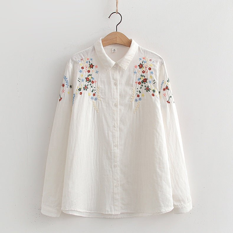 FLAVIE™ – Vintage Charm Embroidered Blouse - Beaumonts Closet Toronto