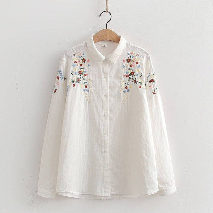 FLAVIE™ – Vintage Charm Embroidered Blouse - Beaumonts Closet Toronto