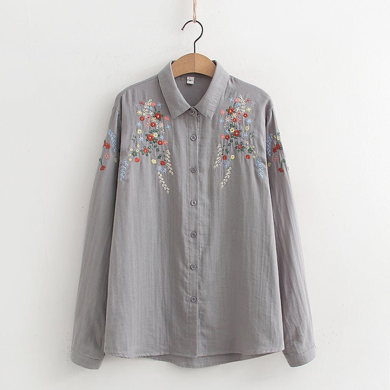 FLAVIE™ – Vintage Charm Embroidered Blouse - Beaumonts Closet Toronto