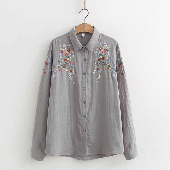 FLAVIE™ – Vintage Charm Embroidered Blouse - Beaumonts Closet Toronto