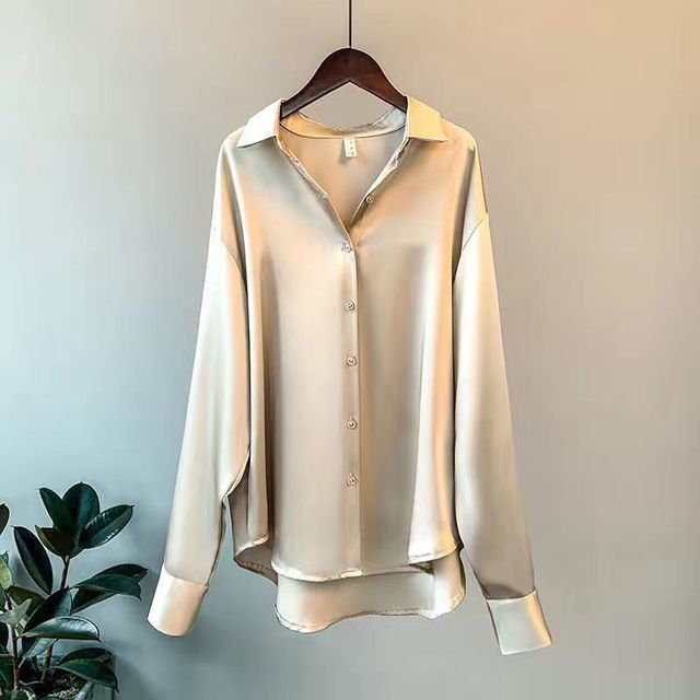 FLORENCE™ | Silky Long - Sleeve Blouse - Beaumonts Closet Toronto
