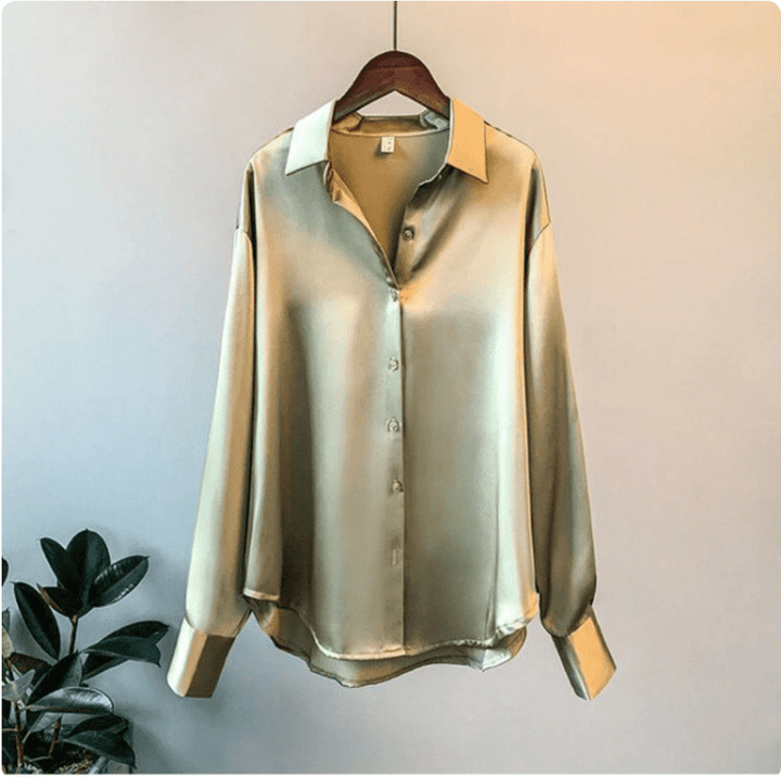 FLORENCE™ | Silky Long - Sleeve Blouse - Beaumonts Closet Toronto