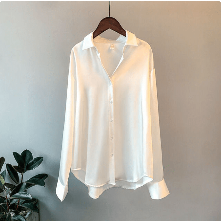 FLORENCE™ | Silky Long - Sleeve Blouse - Beaumonts Closet Toronto