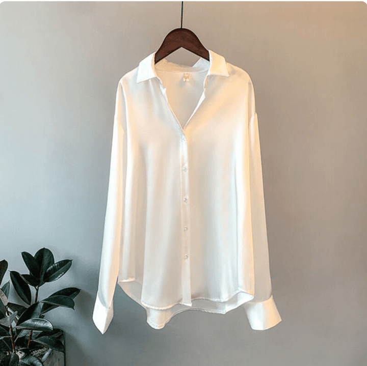 FLORENCE™ | Silky Long - Sleeve Blouse - Beaumonts Closet Toronto