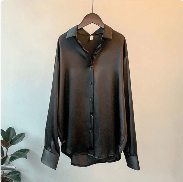 FLORENCE™ | Silky Long - Sleeve Blouse - Beaumonts Closet Toronto