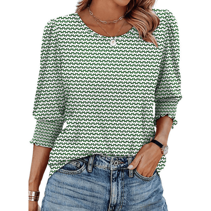 HELEIA™ - Elegant Casual Smocked Top - Beaumonts Closet Toronto