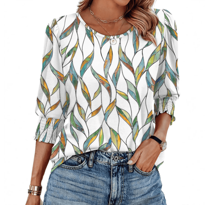 HELEIA™ - Elegant Casual Smocked Top - Beaumonts Closet Toronto