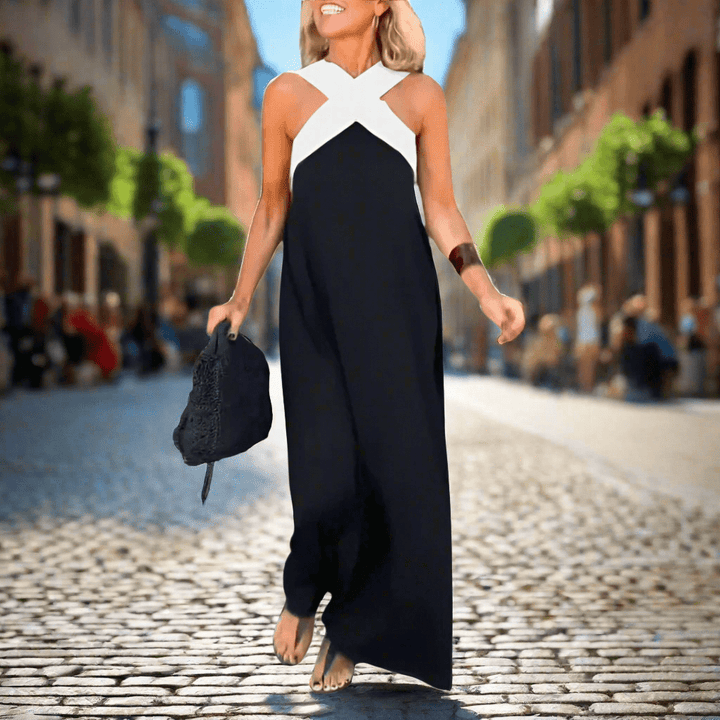 IYANA™ – Elegant Cross Neck Summer Maxi Dress - Beaumonts Closet Toronto