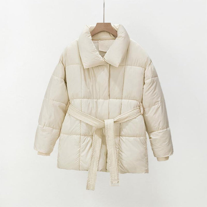 JASMINE™ - Cozy Thermal Stand Collar Waist Tie Zip - Up Coat for Winter - Beaumonts Closet Toronto