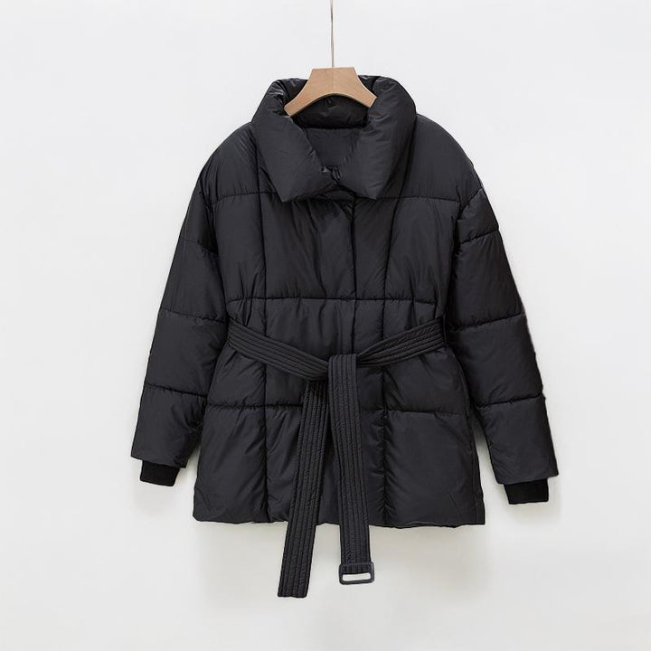 JASMINE™ - Cozy Thermal Stand Collar Waist Tie Zip - Up Coat for Winter - Beaumonts Closet Toronto