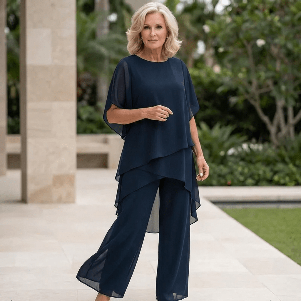 Kimmy | Draped Top with Palazzo Pants - Beaumonts Closet Toronto
