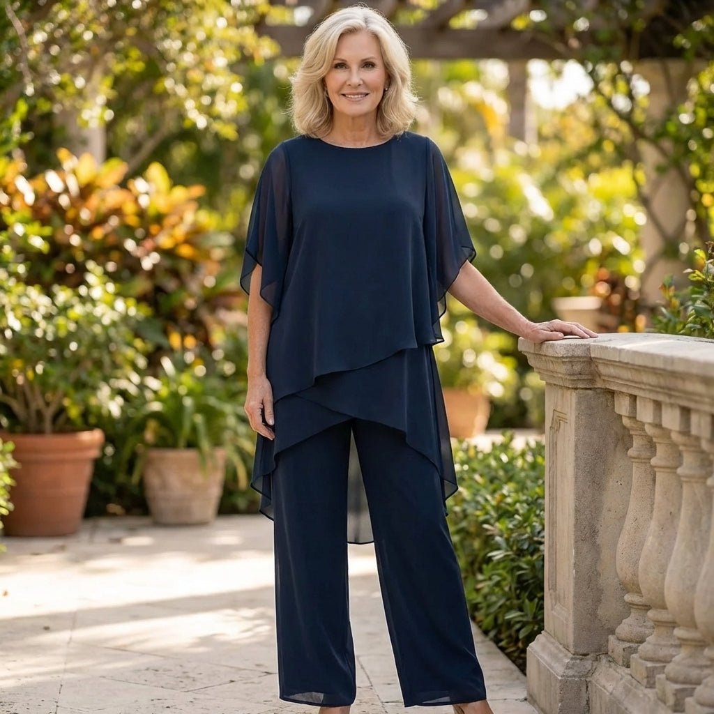 Kimmy | Draped Top with Palazzo Pants - Beaumonts Closet Toronto