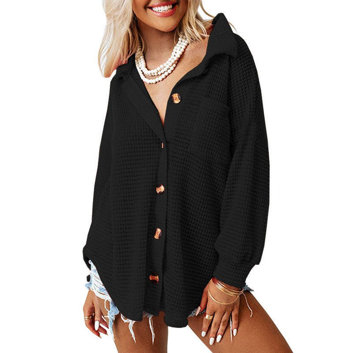 KUMOT™ - Comfy Long Sleeve Button Down Collared Blouse - Beaumonts Closet Toronto