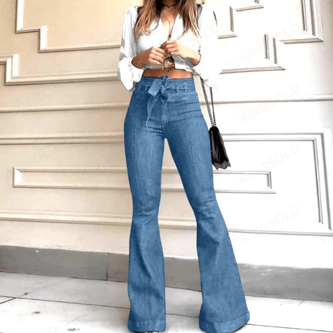 KYRA™ – Vintage Wide Leg Lace - Up Flared Pants - Beaumonts Closet Toronto