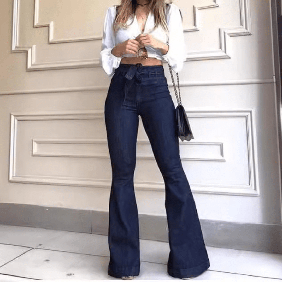 KYRA™ – Vintage Wide Leg Lace - Up Flared Pants - Beaumonts Closet Toronto