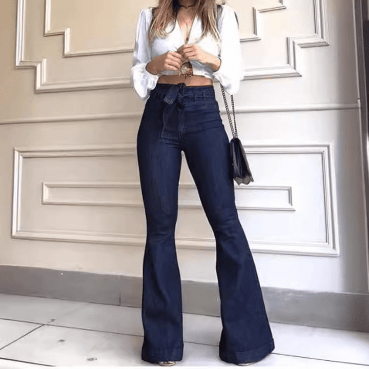 KYRA™ – Vintage Wide Leg Lace - Up Flared Pants - Beaumonts Closet Toronto