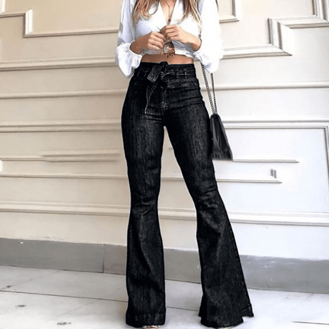 KYRA™ – Vintage Wide Leg Lace - Up Flared Pants - Beaumonts Closet Toronto