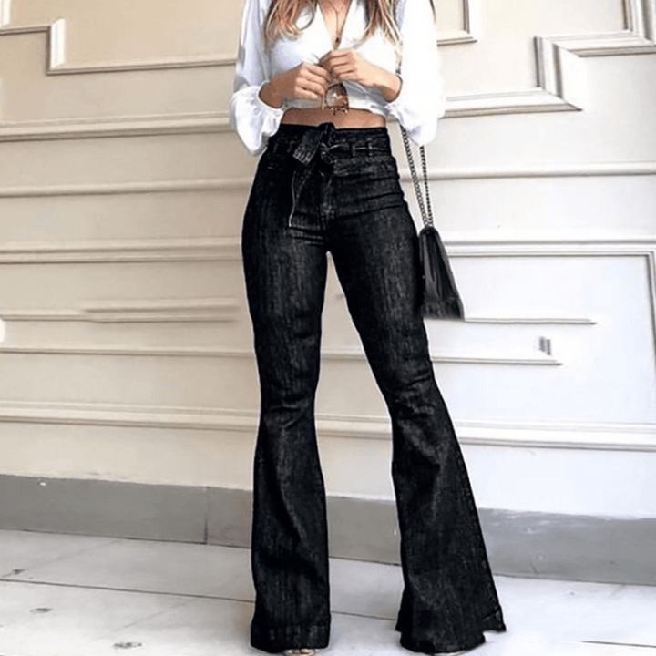 KYRA™ – Vintage Wide Leg Lace - Up Flared Pants - Beaumonts Closet Toronto