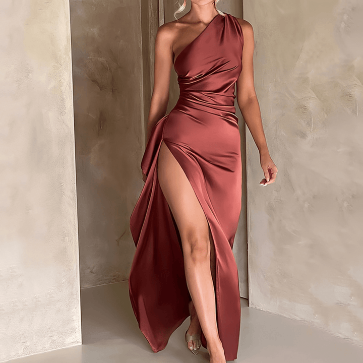LABESA™ - Elegant One Shoulder High Split Formal Maxi Dress - Beaumonts Closet Toronto