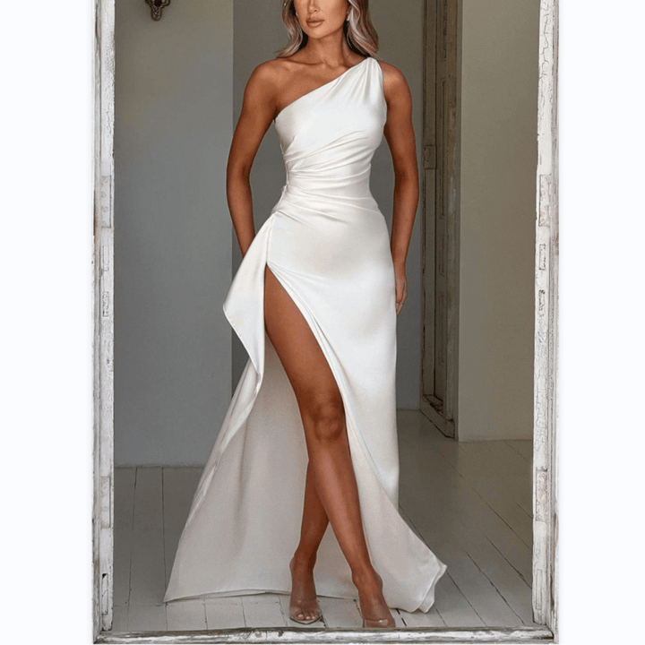LABESA™ - Elegant One Shoulder High Split Formal Maxi Dress - Beaumonts Closet Toronto