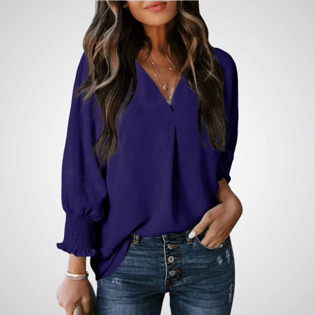 LEILA™ – Classic V - Neck Tunic Blouse - Beaumonts Closet Toronto