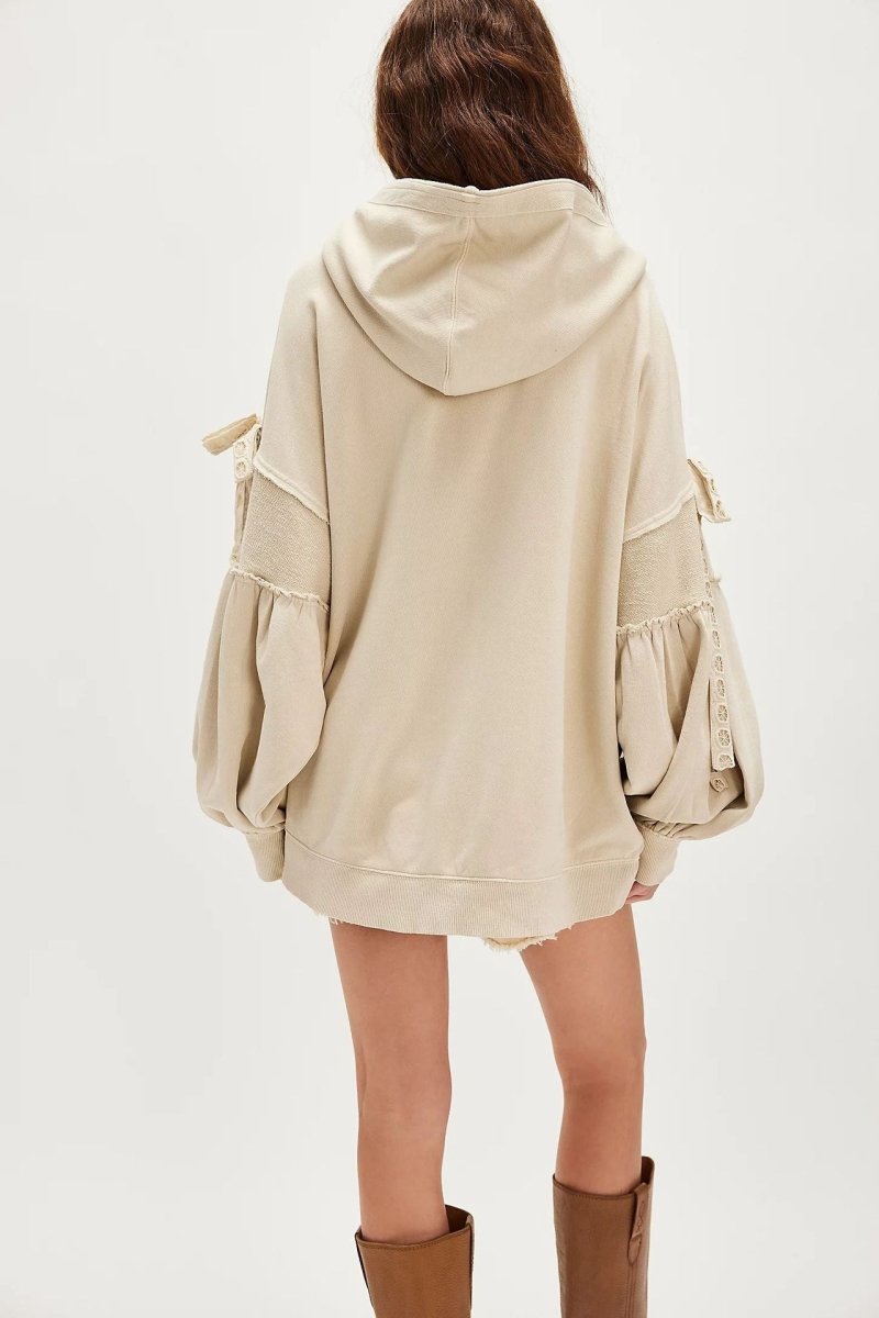 LELENA™ - Chic Zip Up Hooded Side Bow Long Sleeve Jacket - Beaumonts Closet Toronto