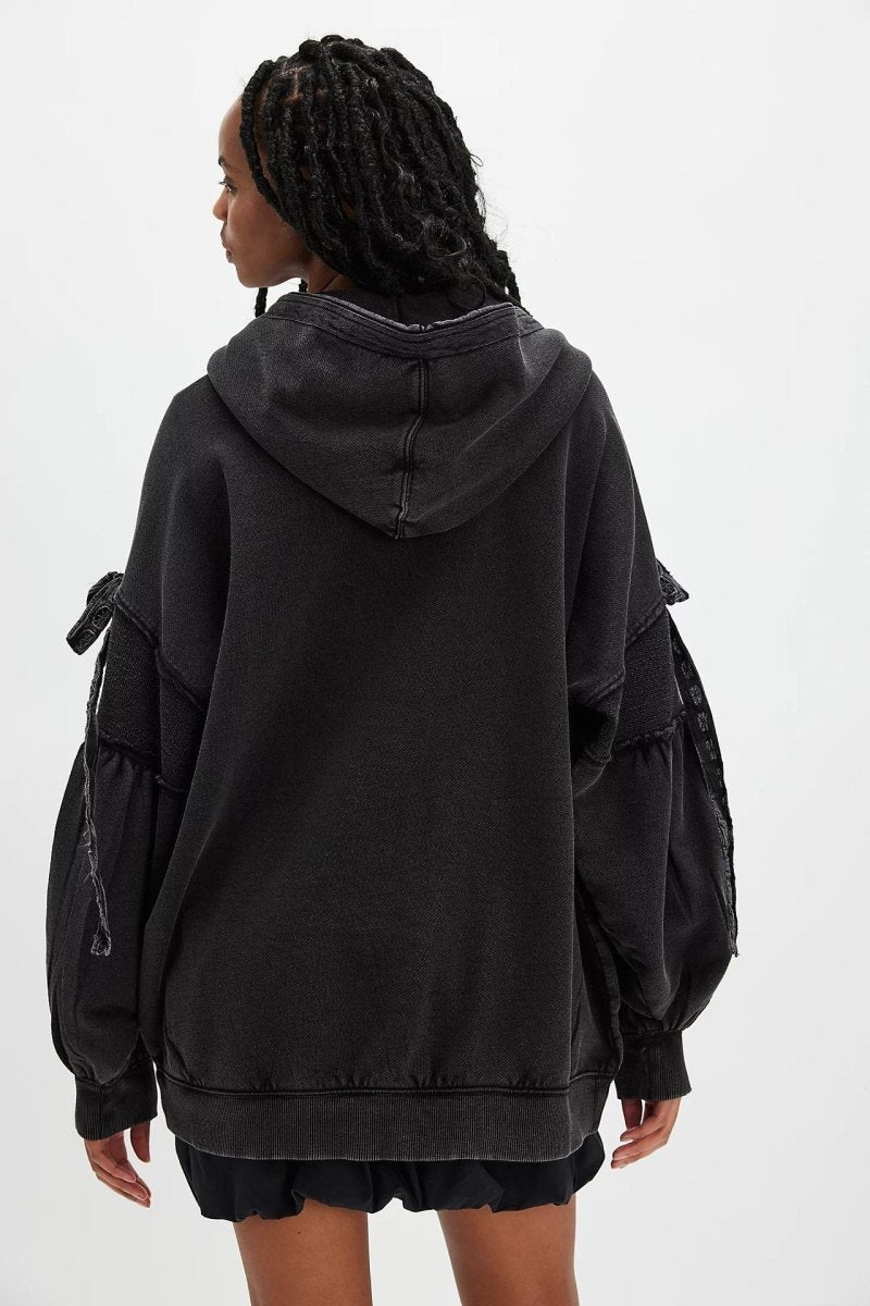 LELENA™ - Chic Zip Up Hooded Side Bow Long Sleeve Jacket - Beaumonts Closet Toronto