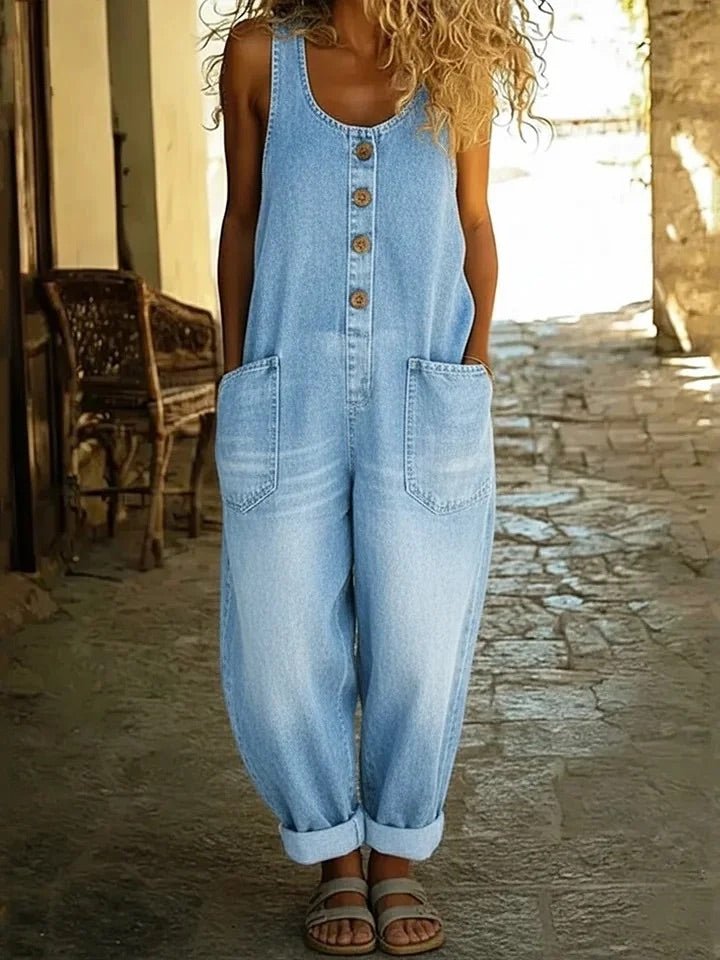 Lenna – Vintage Cotton Denim Jumpsuit - Beaumonts Closet Toronto