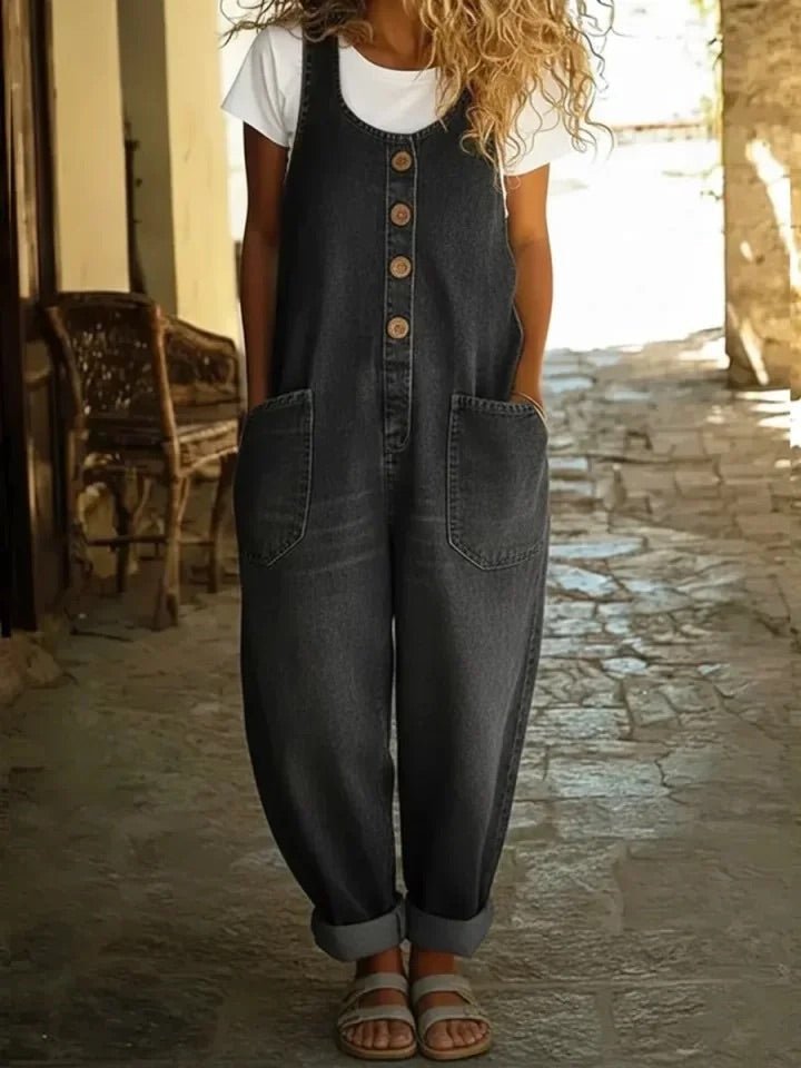 Lenna – Vintage Cotton Denim Jumpsuit - Beaumonts Closet Toronto