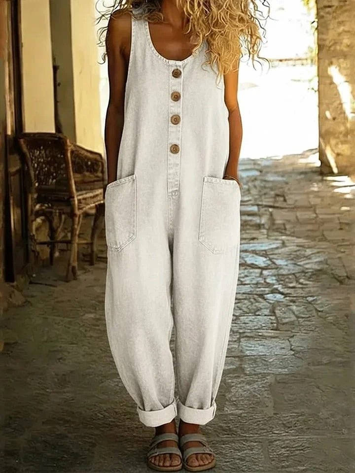 Lenna – Vintage Cotton Denim Jumpsuit - Beaumonts Closet Toronto