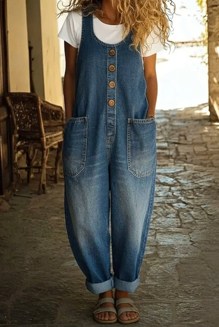 Lenna – Vintage Cotton Denim Jumpsuit - Beaumonts Closet Toronto